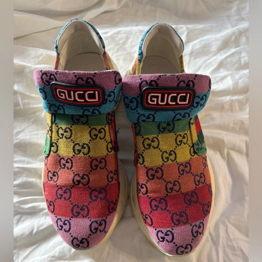 Gucci Rython GG Multi-Color Platform Sneakers Size 8 - Picture 11 of 13